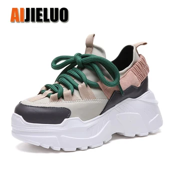

2020 New Platform Sneakers Women Thick Sole Running Shoes Height Increasing 8 CM Chunky Shoes Woman Chaussures Femme