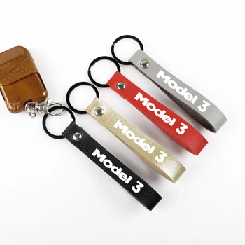 

Car accessories keychain leather metal key ring for TESLA model 3 model3 car key decoration chain