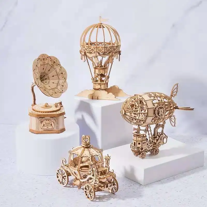 

3D трехмерный пазл, деревянный воздушный корабль, воздушный шар, Ранняя сборка
