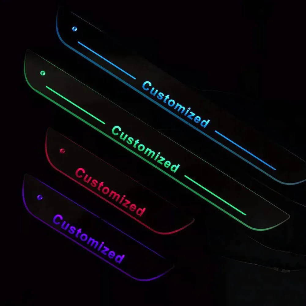 

Acrylic door sill plate strip with led decorative welcome light moving door scuff for Ssangyong