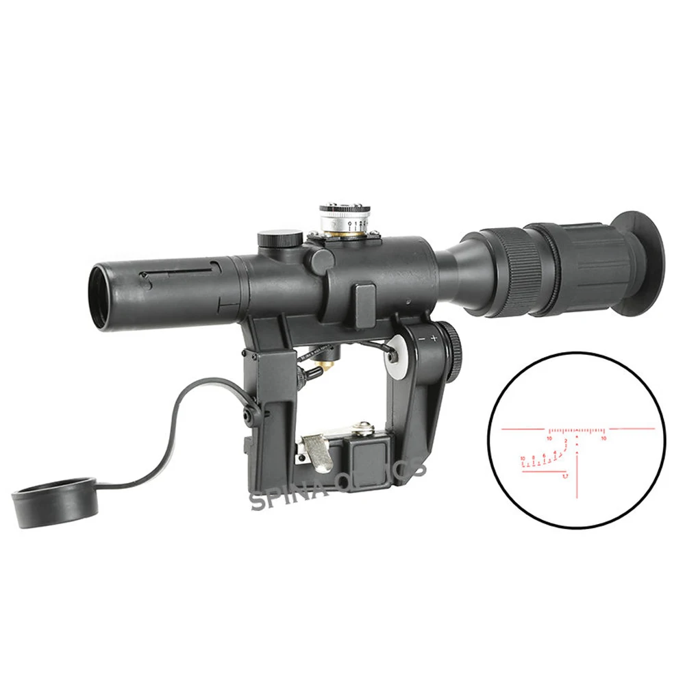 Тактический прицел SPINA OPTICS с красной подсветкой типа 4x24 для винтовки Dragonov SVD серии