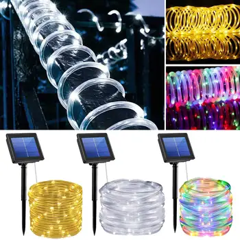 

10M LED Outdoor Solar Lamps 100LEDs Energy Saving Rope Tube String Light Fairy Holiday Christmas Party Solar Garden Lights