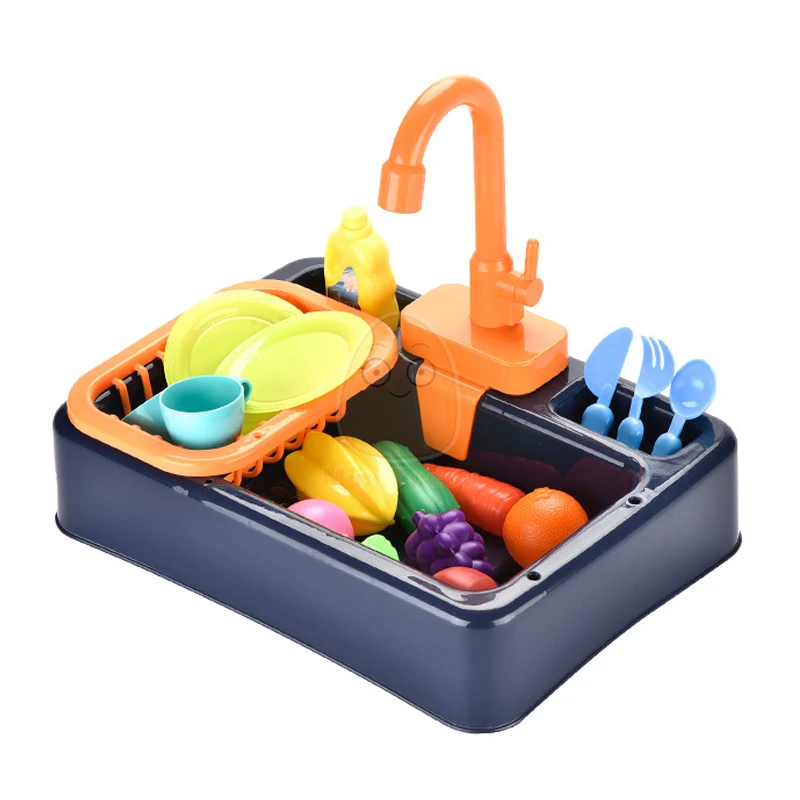 Kitchen Toy Plastic Dish Wash Sink Set Children Simulation Pretend Role Play Housework Kit Early Educational Toys For Children 3