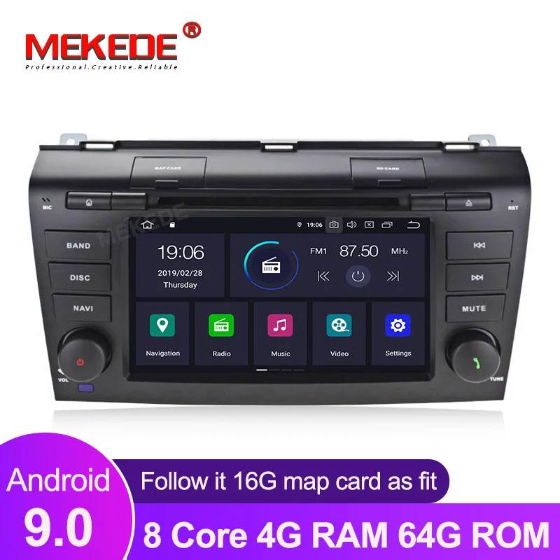 Multimedia-MP5 плеер для Mazda 3 2003-2009 Android 9,0 7 дюймов авто сенсорный DVD gps Радио Стерео 4/8 ядро wifi карта 2din BT