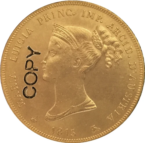 

24 - K gold plated 1815 Italian states 40 Lire - Maria Luigia coins copy