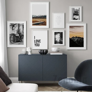 

Wall Art Door Bike Canvas Painting Sunrise Mountain Black White Photo Nordic Posters And Prints Wall Pictures For Living Room