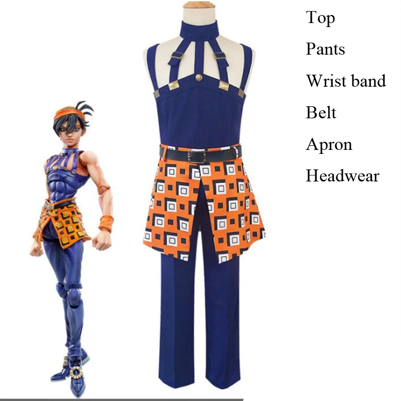 Косплэй JoJo невероятное приключение Косплэй костюм Ghirga Narancia черный парик для косплея синтетические волосы Хэллоуин костюм, полный набор