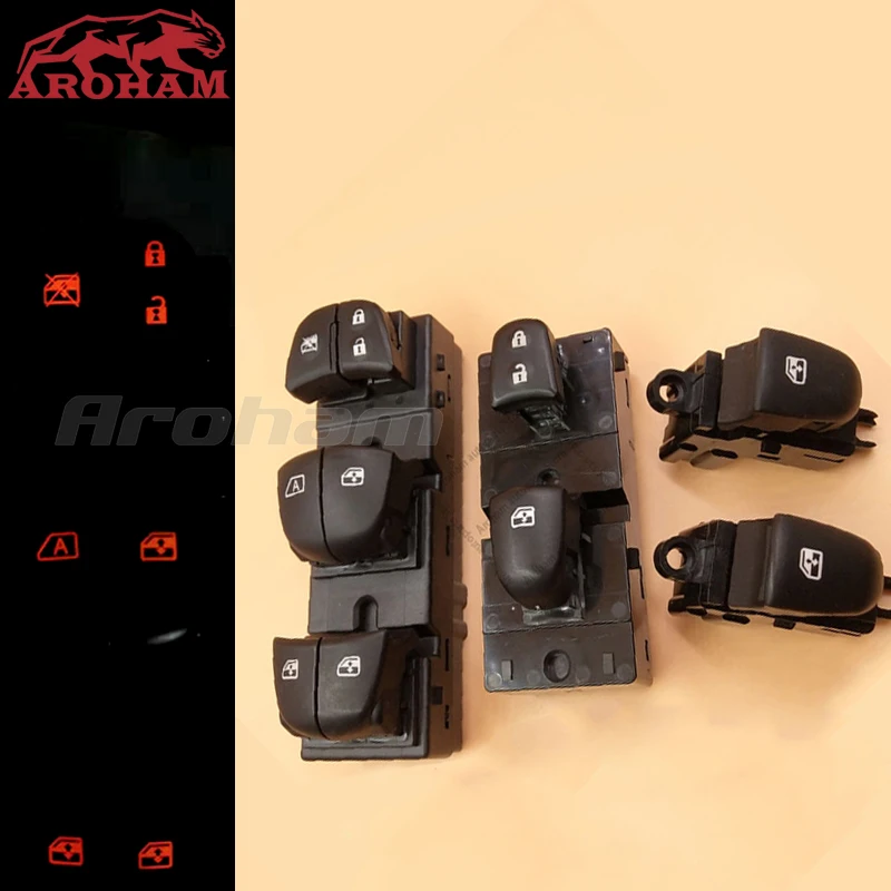 7 LED Orange lamp Auto Power Window Switch For Nissan Qashqai J11/Altima/Sylphy/Tiida/X-Trail lights all lit Backlight