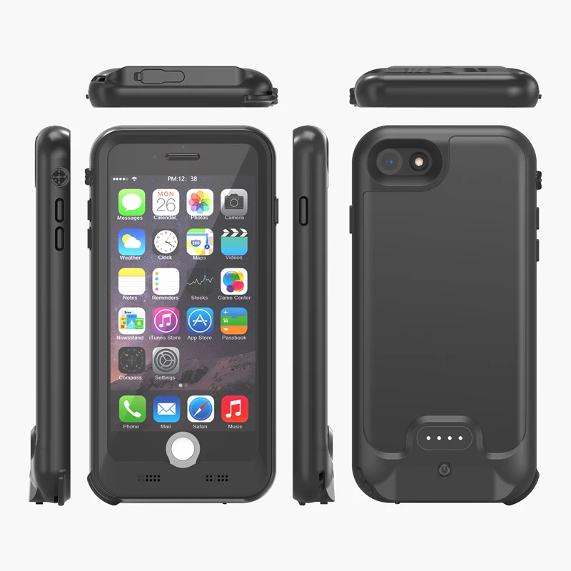 

4800mah Waterproof Battery Charger Case For iPhone X XR 7 8 Plus Case Power Bank Underwater External Battery Backup Charging Case