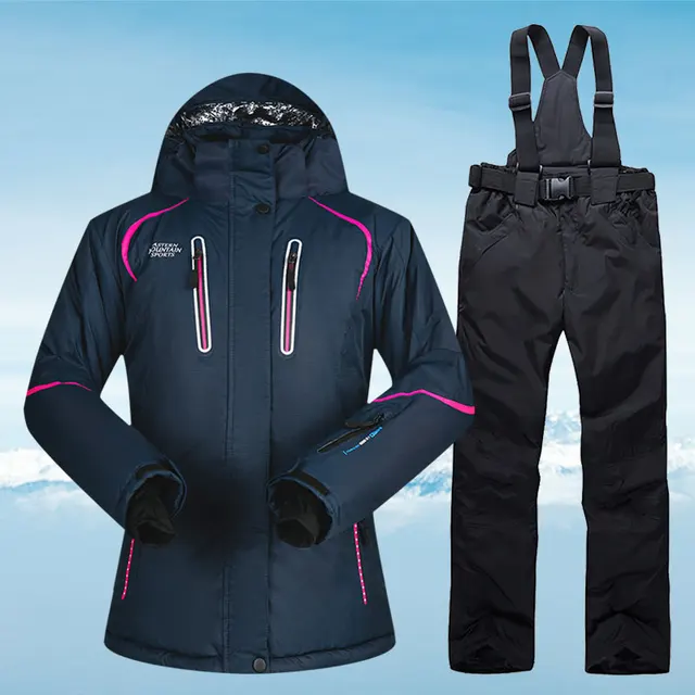 US $65.49 Winter Ski Suit Women Brands Ski Jacket and Pant Super Warm High Quality Windproof Waterproof Warm 
