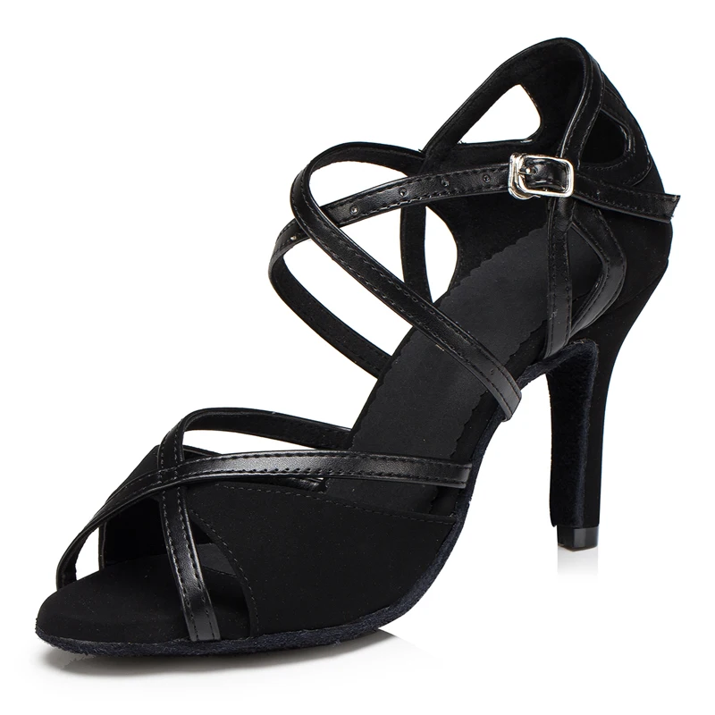 Latin Shoes Salsa Tango Ballroom Party Sports Women's Shoes Red Black Girls High Heel Summer Sandals Outdoor Women's Dance Shoes 5