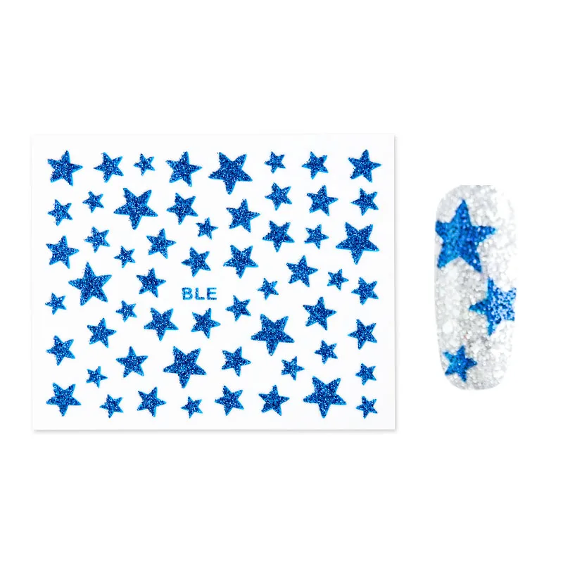1 шт. 3D наклейки для ногтей со звездами глянцевый золотистый Серебристый наклейки для ногтей и наклейки блестящие наклейки для ногтей слайдер для фольги маникюрный слайдер для ногтей - Цвет: blue