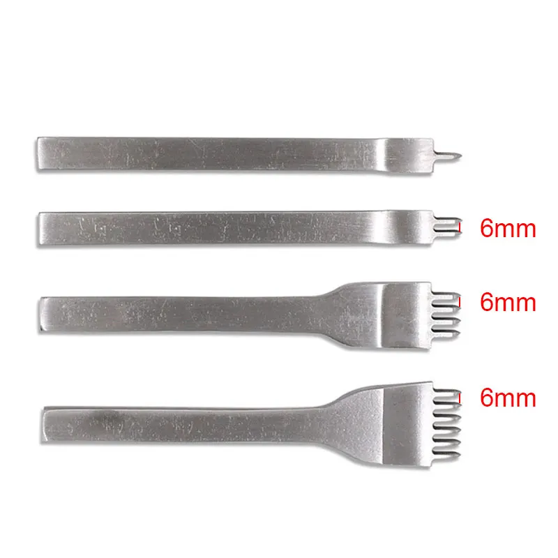 4pcs/set DIY Leather Craft Tool Sets 1/2/4/6 Prong Leather Tools Handmade Sewing Hole Punches Stitching Leather Belt Punch Tools - Цвет: 6mm