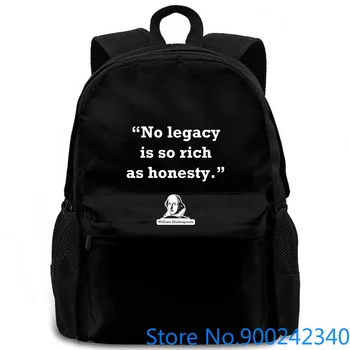 

Mens Colors William Shakespeare Quote Honesty Hipster Harajuku Brand women men backpack laptop travel school adult