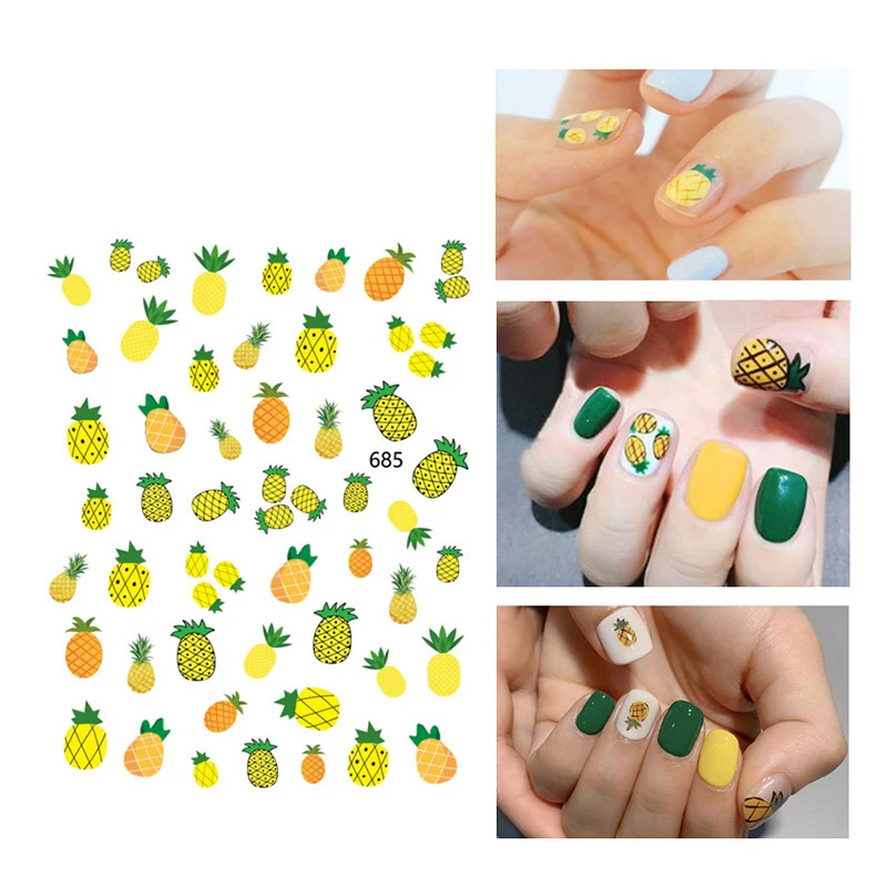 1 шт накладные ногти наклейки с изображением фруктов, ананаса, арбуза лимонный узор наклейки для ногтей маникюра дизайн ногтей Прямая поставка TSLM1