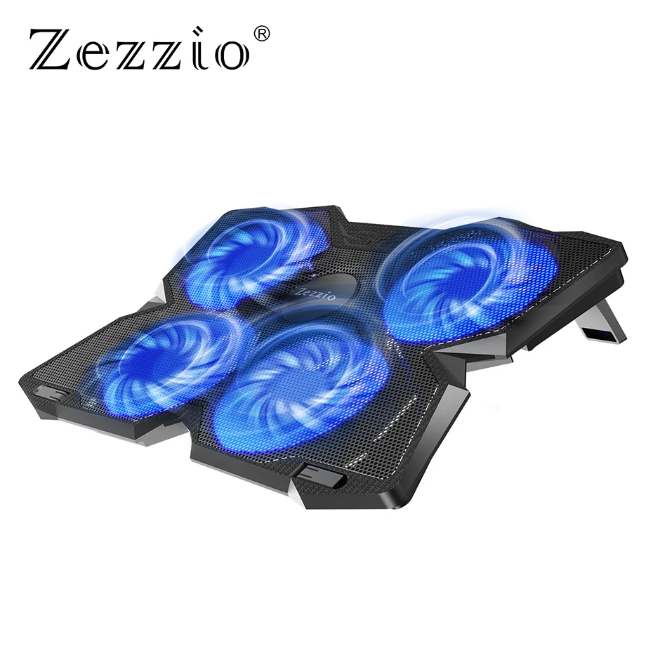Zezzio Zlpb4 Ultra Quiet Laptop Cooler With 4 Strong Quiet Fans Dual