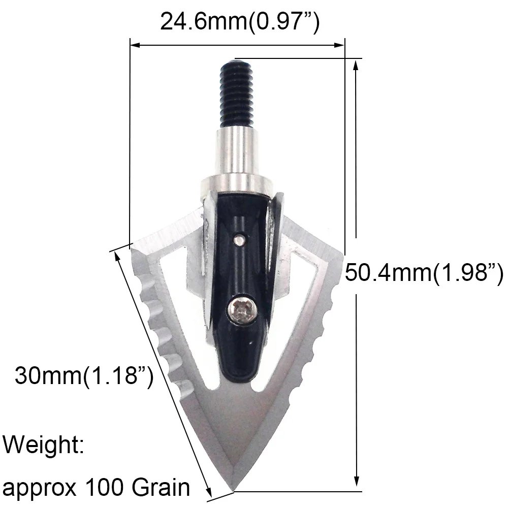 6 шт. 100 зерно стрельба из лука броудхеды 6 лезвий наконечники лука зубчатые края плоские края