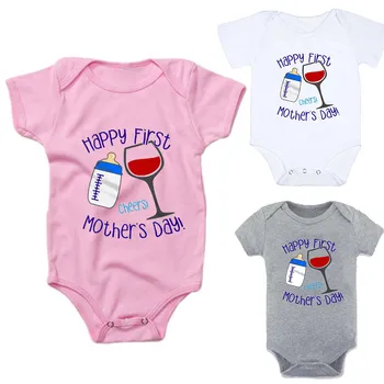 

для новорожденных new born baby clothes Children's Round Neck Printed Letter Short Sleeve Baby Romper baby romper