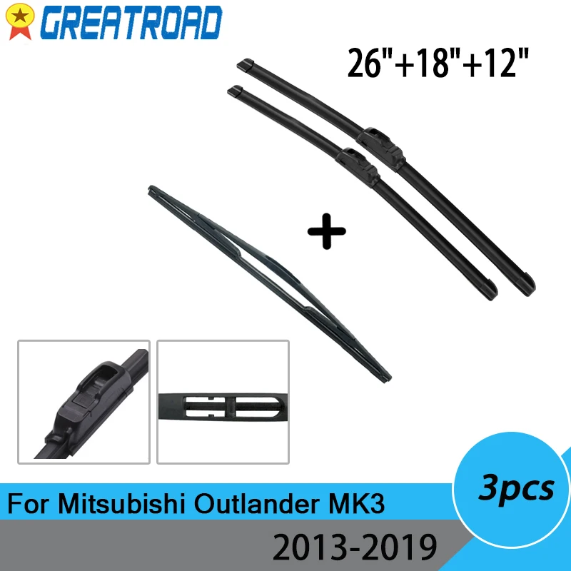 

Набор стеклоочистителей для Mitsubishi Outlander MK3, 2013-2016, 2017, 2019, 26 + 18 + 12 дюймов