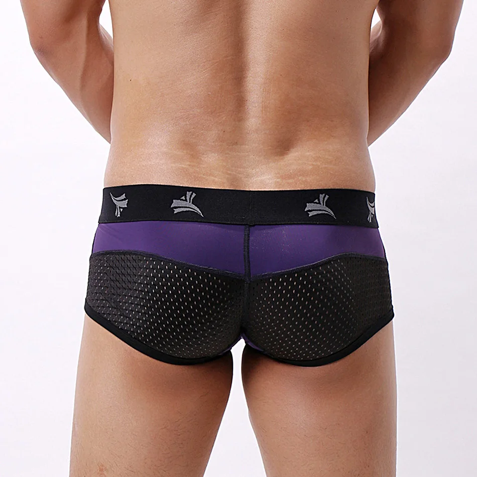 3 Pcs/Lot Sexy men's underwear low waist short flat leg pants big u-bag breathable underwear men's bikini underwear 6