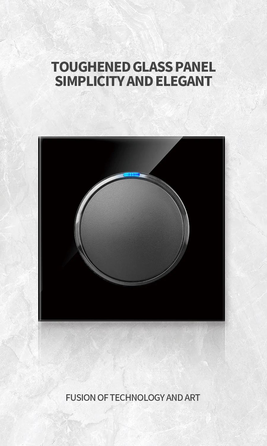 KAMANNI Frameless Grey Glass Panel Luxury Wall Rocker Light Button Switch Socket Led Indicator 2 Gang Controls 1/2Way New Design