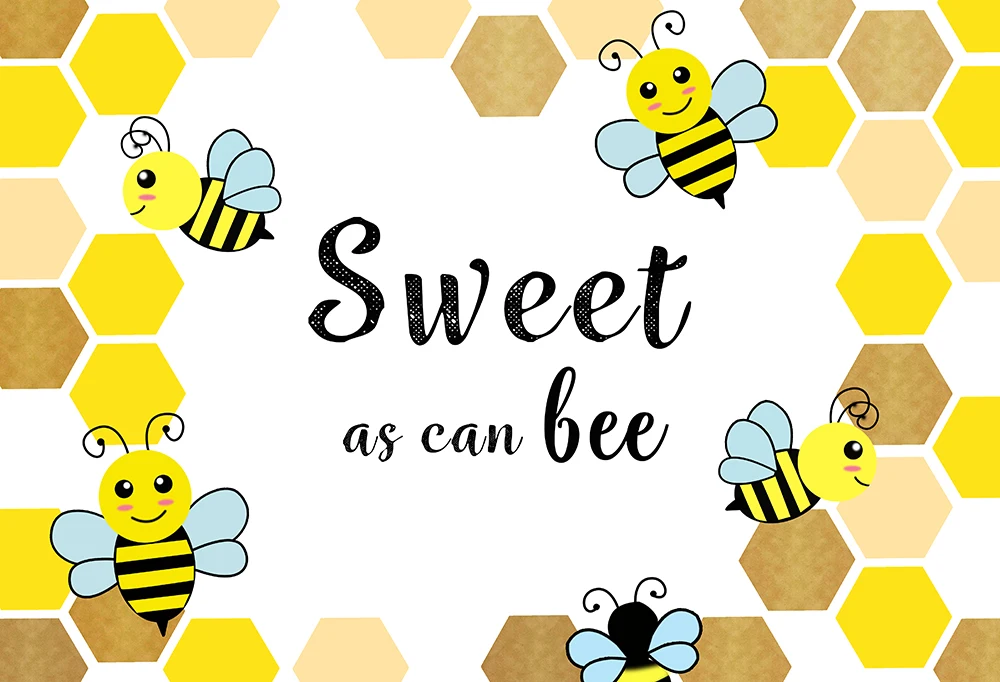 Милый, как может пчела фон тема соты Baby Shower Bumble пчела стол Баннер для вечеринки день рождения фотография Фон W-2259