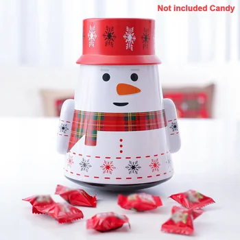 

Snowman Candy Container Tinplate Box Case Tin Santa Claus Package Christmas Decoration Sweet Festival Kids Cute Cartoon Jar Gift