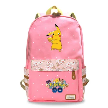

New Fashion Students Youth Campus Casual Backpack Cute Pokemon Printed School Bags Backpack Girls Women Floral Book Bags