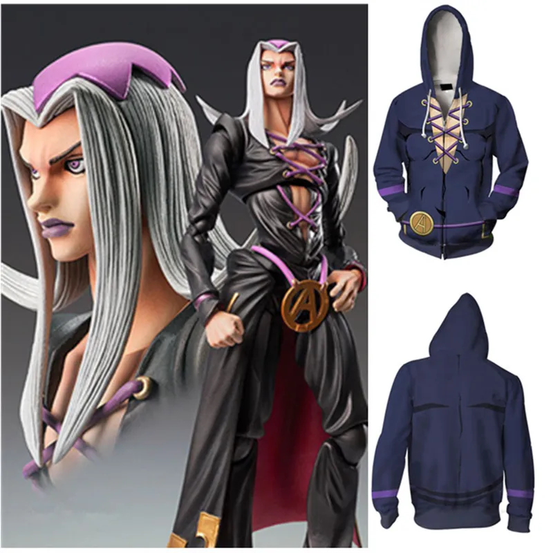 Лаванда JOJO'S невероятное приключение Триш Una толстовки Косплэй 3D печатных кардиган с капюшоном спортивный свитер куртка Костюмы для косплея - Цвет: Лаванда