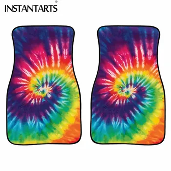 

INSTANTARTS Rainbow Tye Die Printed Floor Mats for Cars Truck Fashion Rubber Floor Mats or Cars 2 PCS Car Accessories Interior
