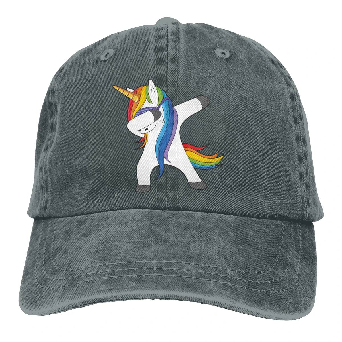 Dabbing Единорог Casquette черный унисекс Мужские Женские джинсовые бейсболка с ремешком кепки Регулируемый Гольф папа шляпа