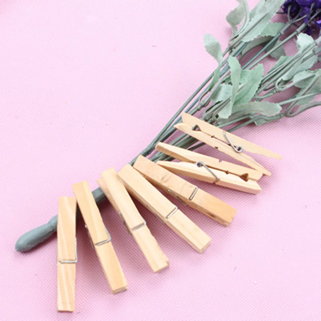100 PCS 25mm Quality Mini Spring Wood Clips Clothes Photo Paper Peg Pin Clothespin Craft Clips Party Home Decoration