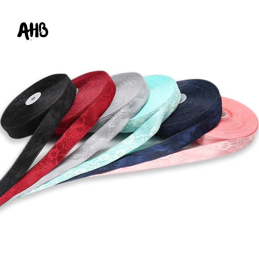 

AHB 25mm 5y Lace Cloth Ribbon For Craft Solid Floral Tape For Needlework Home Textile Decoration Apparel Sewing Material