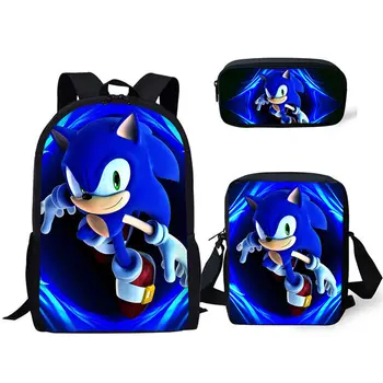

Blue Sonic Hedgehog Custom pattern 3D print Cartoon School Bags 3pcs/set Boys Cool Kids Backpack School Bag Children Bookbag
