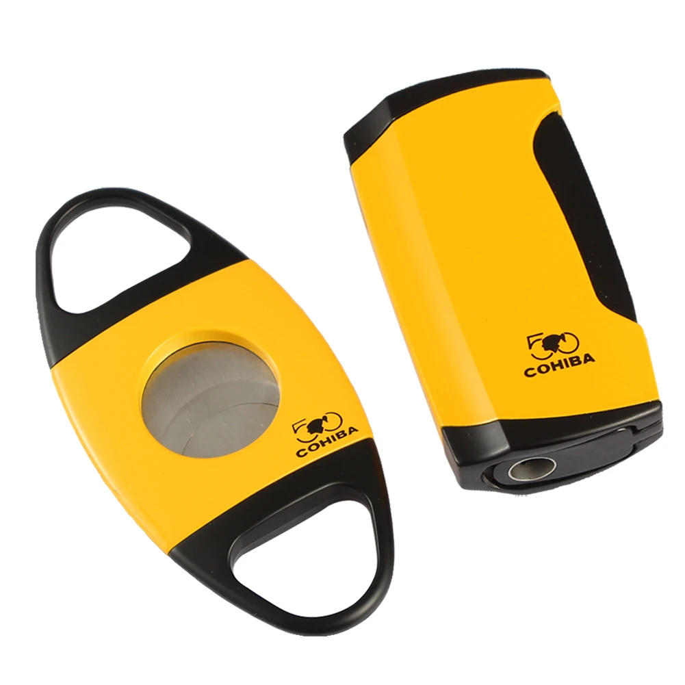 

COHIBA Cigar Lighter Cutter Set 2 Jet Flame Cigars Lighter Pocket Cutters Metal Cigar Cutter Metal Cigar Accessories
