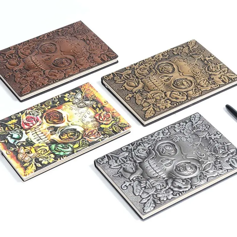 

Creative Skull Flower Embossed A5 Leather Notebook Journal Notepad Travel Diary Planner School Office Supplies