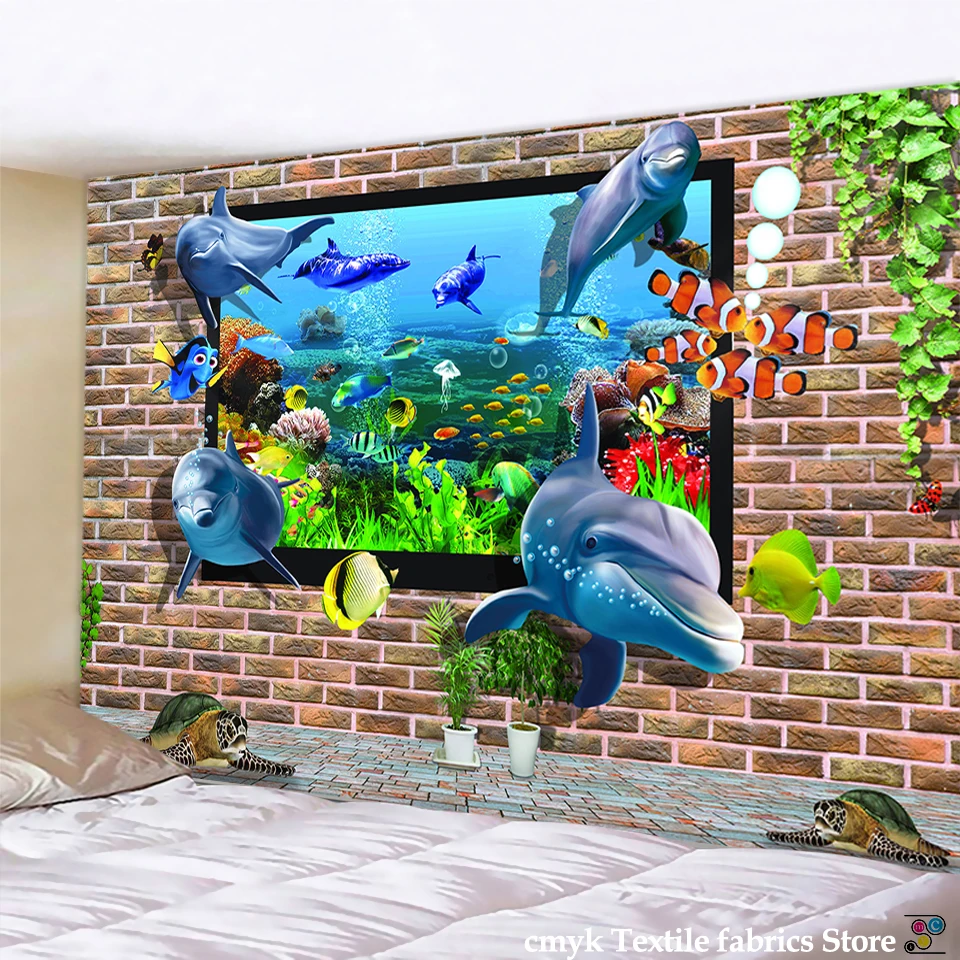 Marine Shoal Of Fish Tapestry Wall Hanging Cartoon Underwater World  Bohemian Hippie Wall Painting Home Decor - AliExpress