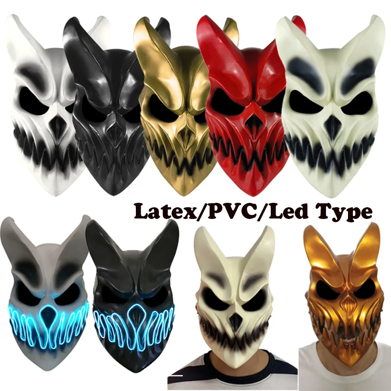 

Takerlama Halloween Mask Latex Day of the Dead Adult Child Devil Costume Horrible Glowing Mask Party Bar DJ Props