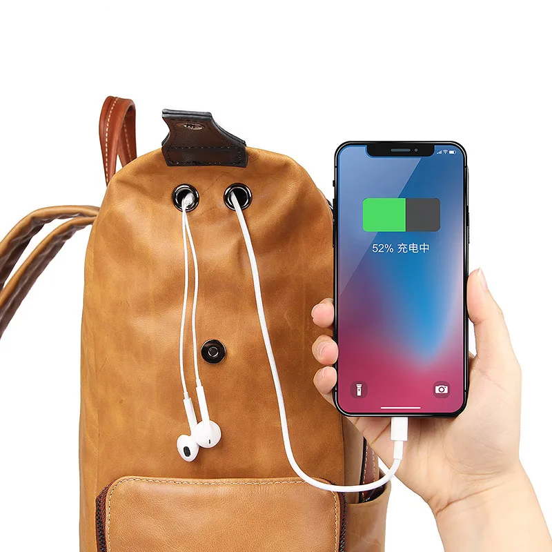 Genuine Leather Men Backpack Laptop Boys Cow Leather Backpacks Student Bag Rucksack For Macbook Mac Book Air 15 Notebook Dell