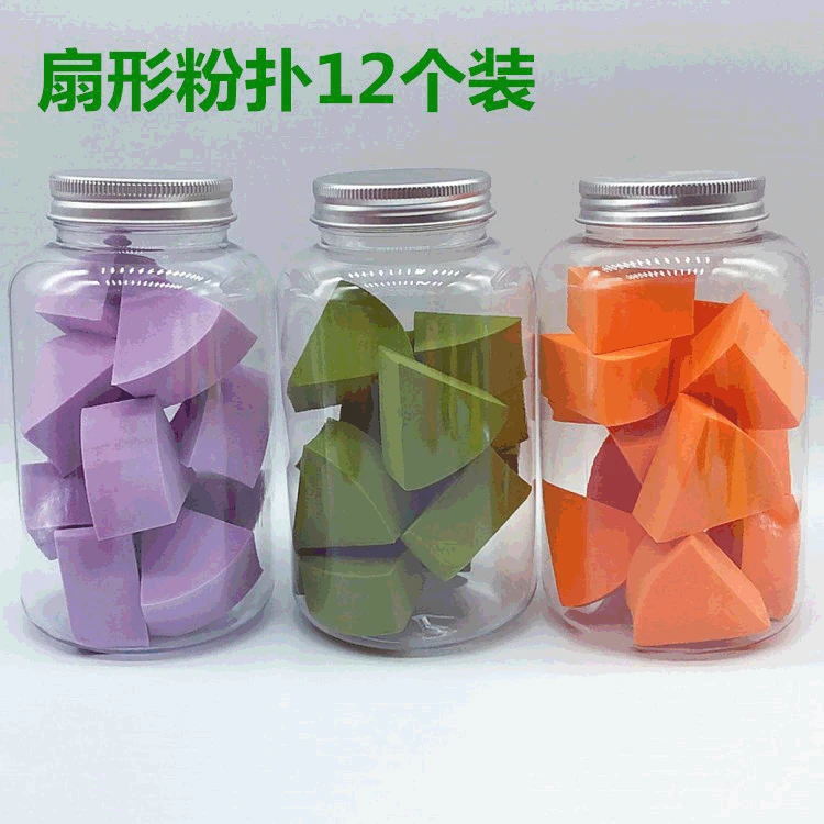 

Manufacturers Direct Selling 2019 New Style Small Fan-shaped Puff 6 Color Selectable Canned Puff Candy Wet And Dry Dual Purpose