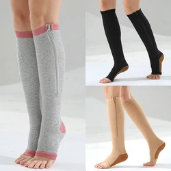 Compression Socks Leg Support Zipper Sleeping Pressure Socks Sport Shaping Stockings Slimming Open Toe Stretch Socks Hot Sale
