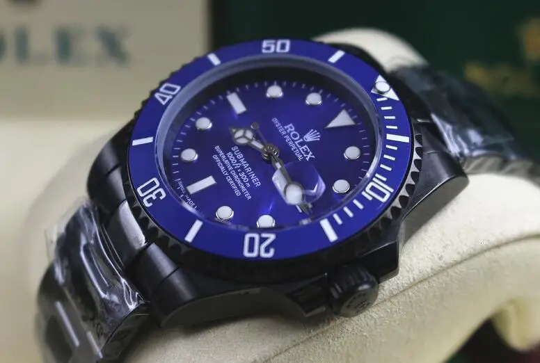 

Luxury Ceramic Stainless Steel 116610 with Custom Blue dial Black strap 40mm 2813 movement men watch