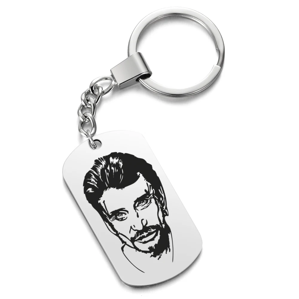 Брелок с фотографией кольцо панк рок Johnny Hallyday фото кулон из нержавеющей стали