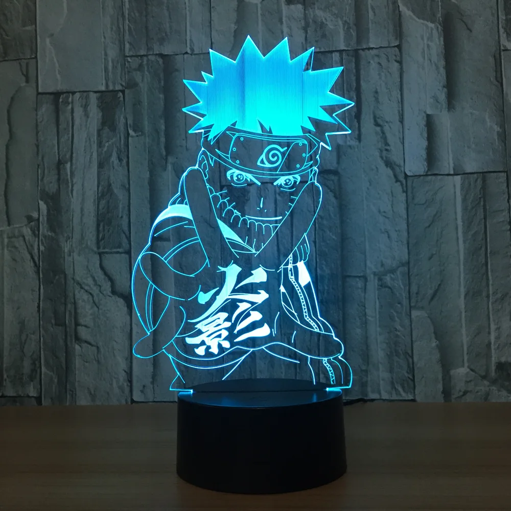 

Naruto Anime 3D Night Light Creative Electric Illusion 3d Lamp LED 7 Color changing USB touch Desk Lamp For Kid's Gift