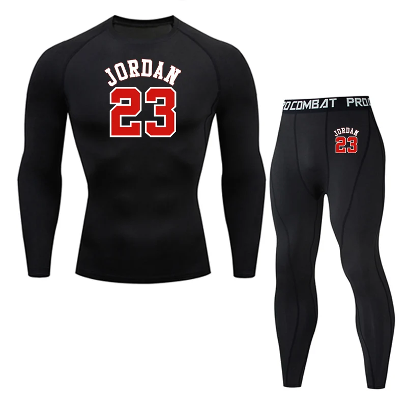 2 pieces Jogging Suits 3 pieces Full man tracksuit sports shirt Tights Sports Shorts Compression underwear Gym Clothes rashgard male - Цвет: 2 pieces