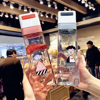 

Cristal Thermal Water Bottle Infuser Hiking Plastic Juice Glass Bottle Water Cute Gym Girl Gourde Verre Shaking Water JJ60SP