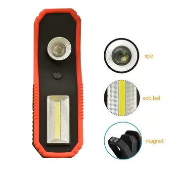 

Dual LED Work Light Rechargeable Inspection Flashlight With Hook Bracket Camping Light Magnetic Lantern With Hook