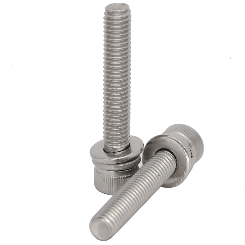 M8 M8*16/20/25/30 M8x16/20/25/30 304 Stainless Steel ss Knurled Allen Head  Hex Hexagon Socket Spring Plain Washer Screw Assembly AliExpress