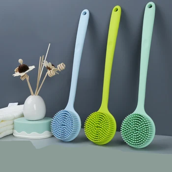 

Double-sided Shower Body Brush Silicone Long Handle Bathroom Wash Brush Bathing Massage Back Loofah Body Exfoliating Accessories