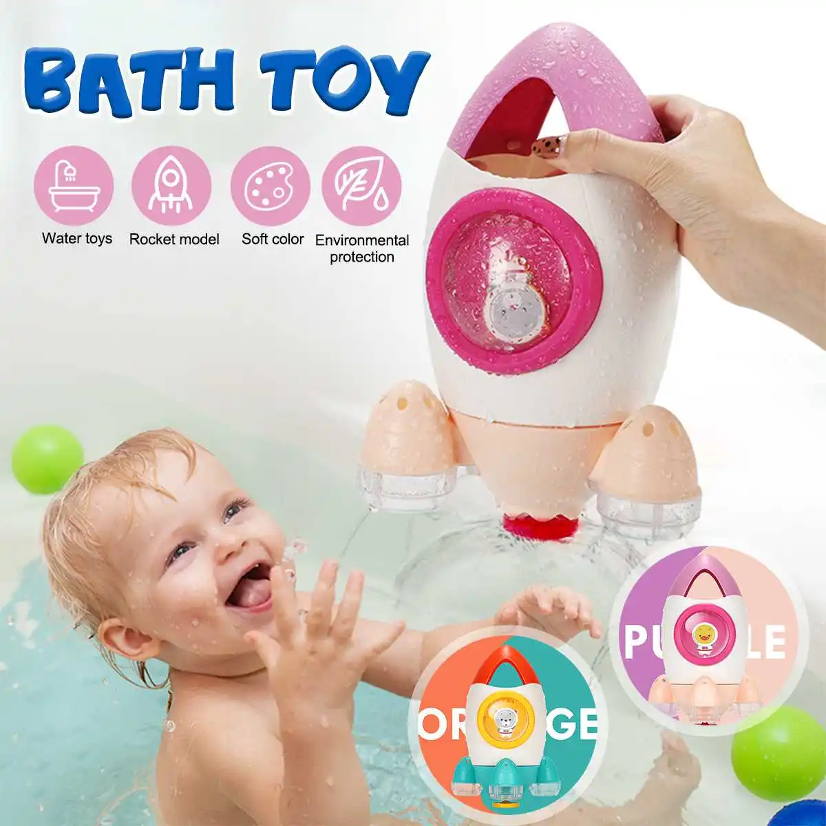 Спрей для воды, душ для купания, Детские Игрушки для ванны, спрей для душа, ракета, забавная игрушка для ванной, Детская ванна, мелодии, игрушки для детей
